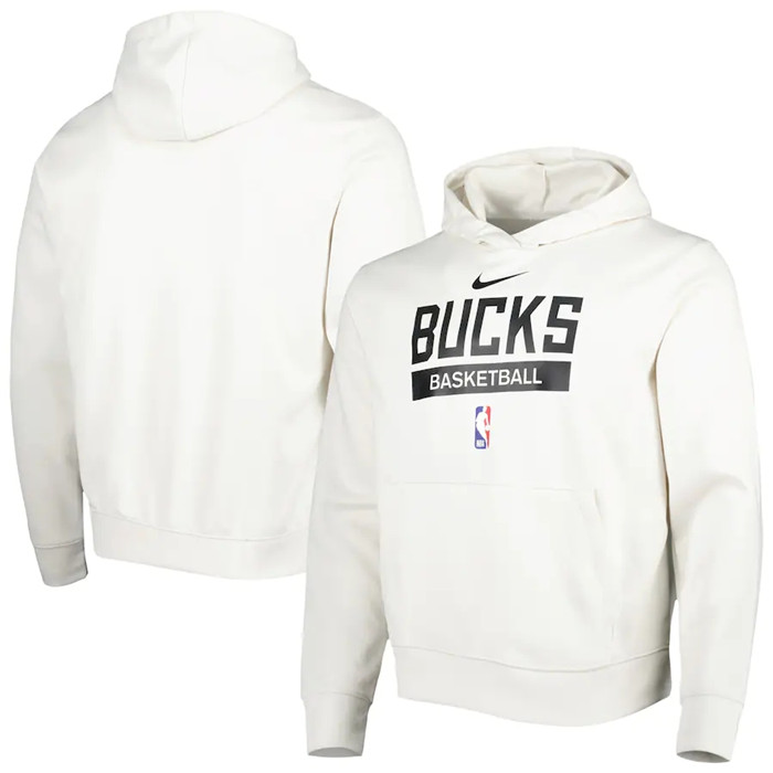 Men's Milwaukee Bucks White Spotlight Fleece Overhead Hoodie - Click Image to Close